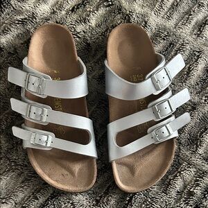 Birkenstock Silver Triple Strap Sandals